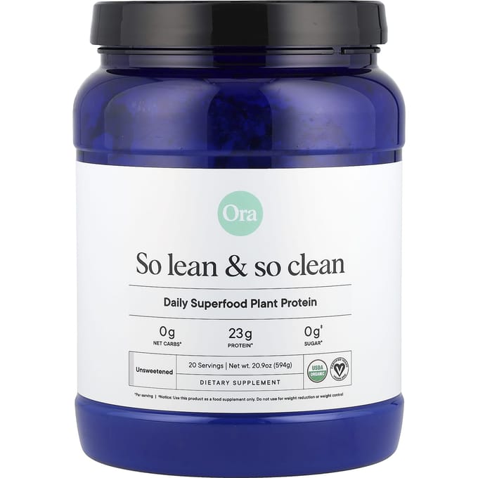 Ora, So Lean & So Clean, Protéine Végétale Superaliment Quotidien, Non Sucré, 20,9 oz (594 g)