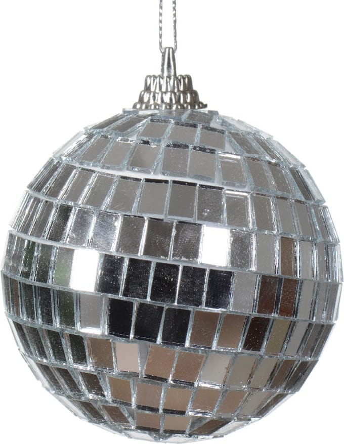 Kerstbal Discobal kunststof zilver 6cm