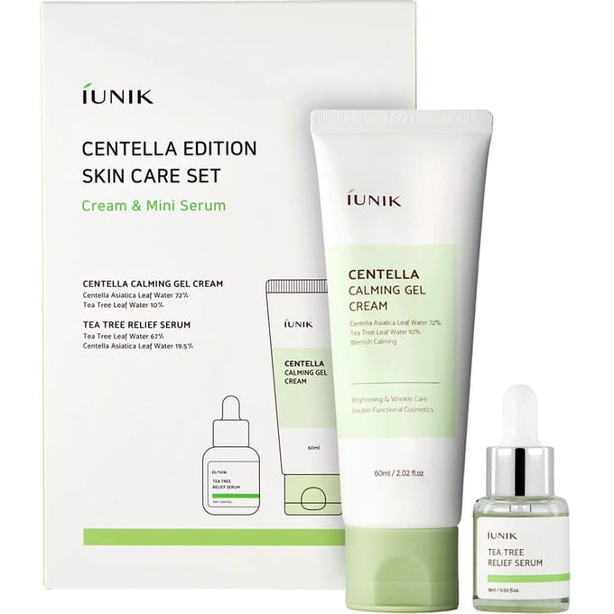 iUNIK, Centella Edition Huidverzorgingsset, Crème & Mini Serum, 2-delige set white
