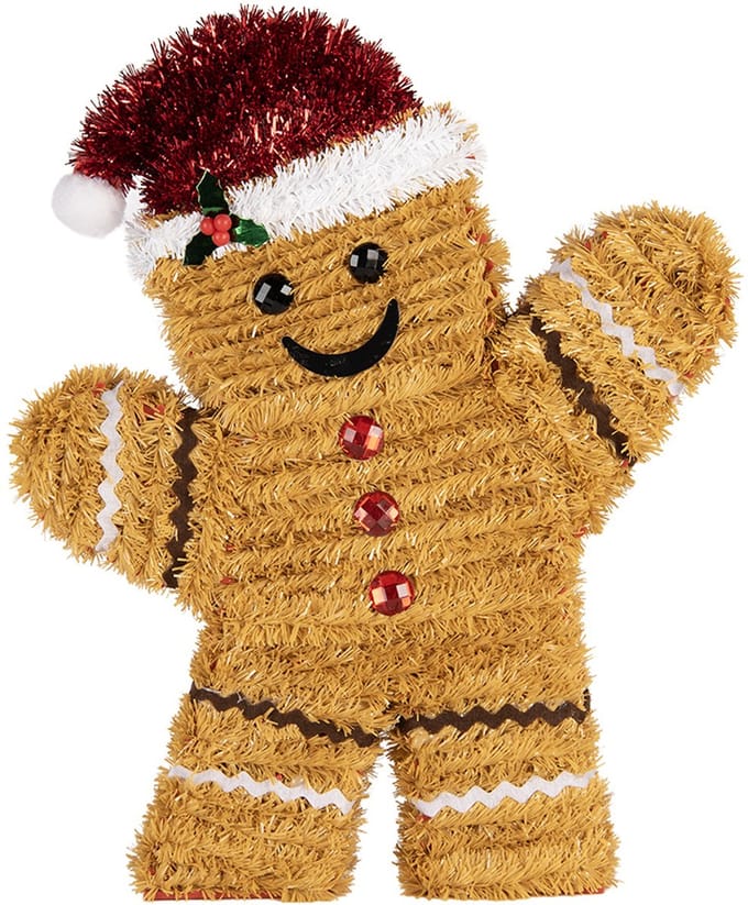 Clayre & Eef Kerstdecoratie Gingerbread man 25x4x30 cm Bruin Kunststof