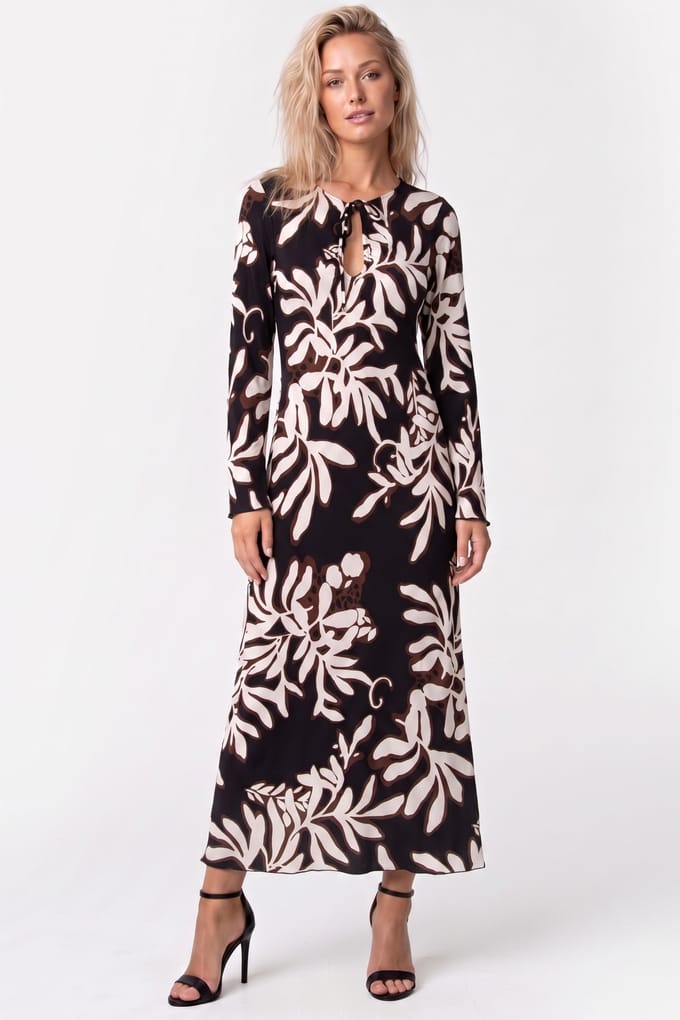 ARKET Firenze Aop Dress Black Größe: 40 | Maxikleider Outlet | Damen | Schwarz