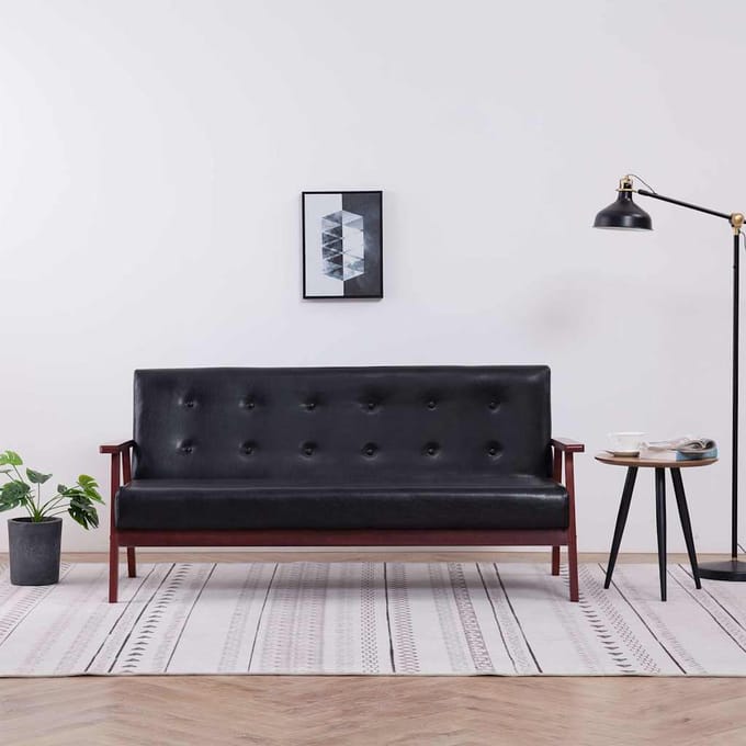 vidaXL - Driezitsbank - kunstleer - zwart