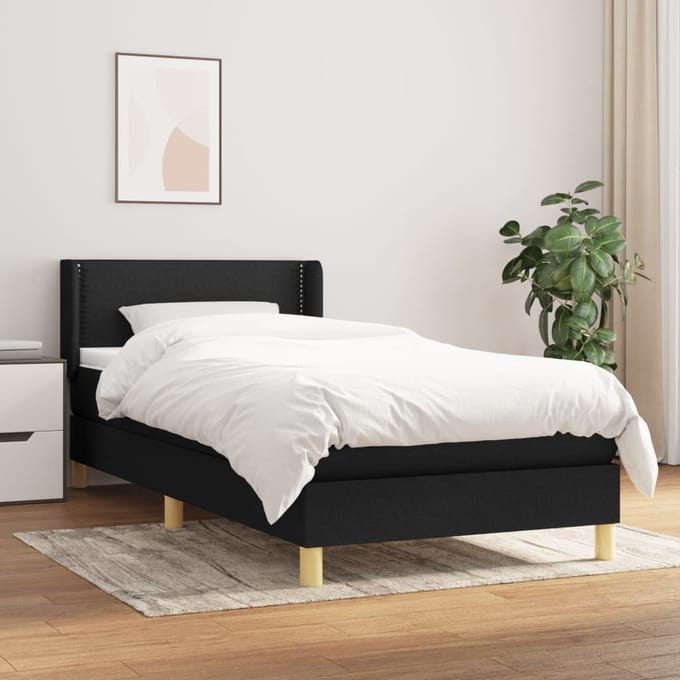 vidaXL - Boxspring - met - matras - stof - zwart - 80x200 - cm