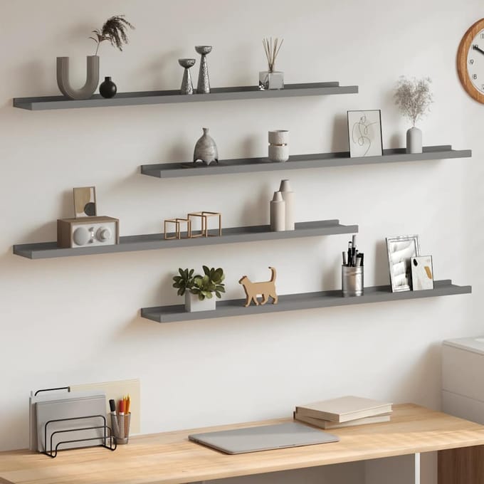 vidaXL - Wandschappen - 4 - st - 100x9x3 - cm - grijs
