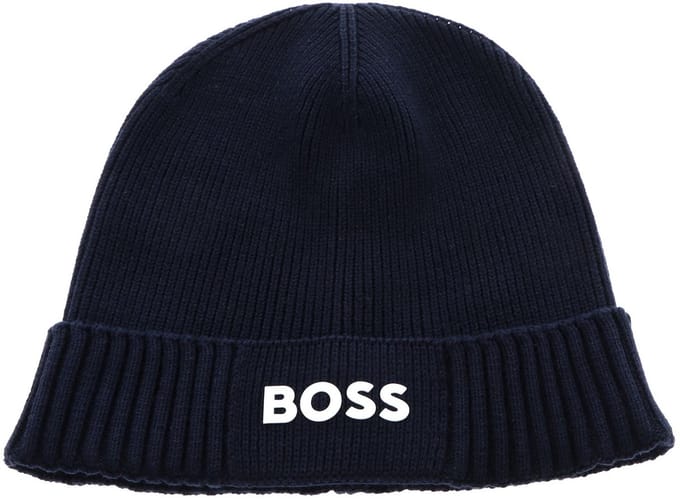BOSS muts Asic Beanie Dark Blue donkerblauw