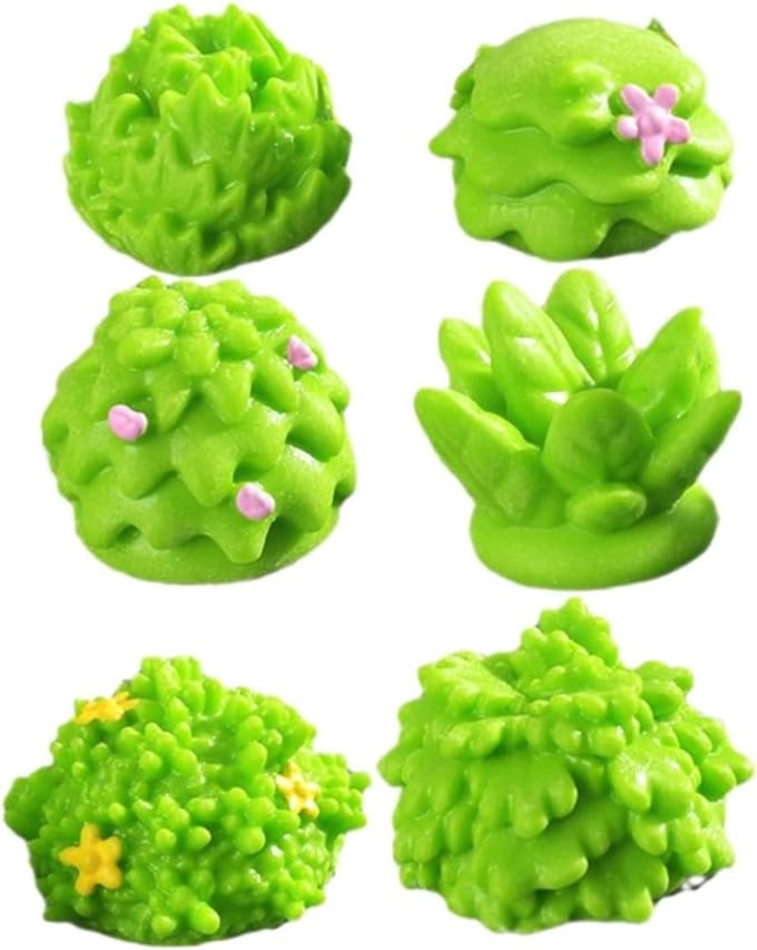 Miniatuur Gras Clusters - Hars Gras Planten - Landschap Decoratie - Compact Ontwerp - 6 Stuks - Groen