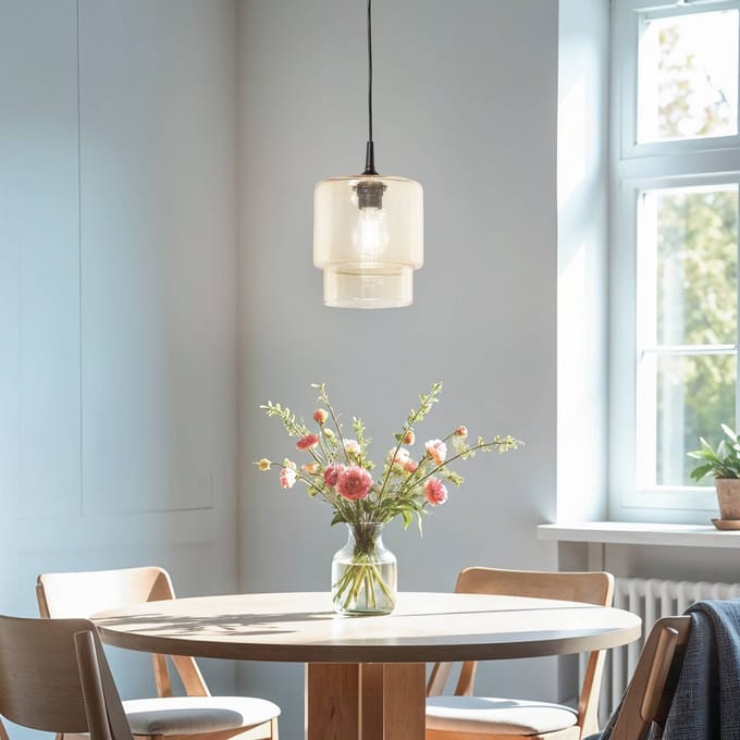 Argon Glazen hanglamp Nesto, amber, Ø 18 cm, E27