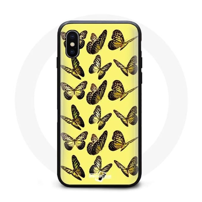 Coque - MANIACASE - Iphone XS max - Souple - Jaune - Papillons jaune