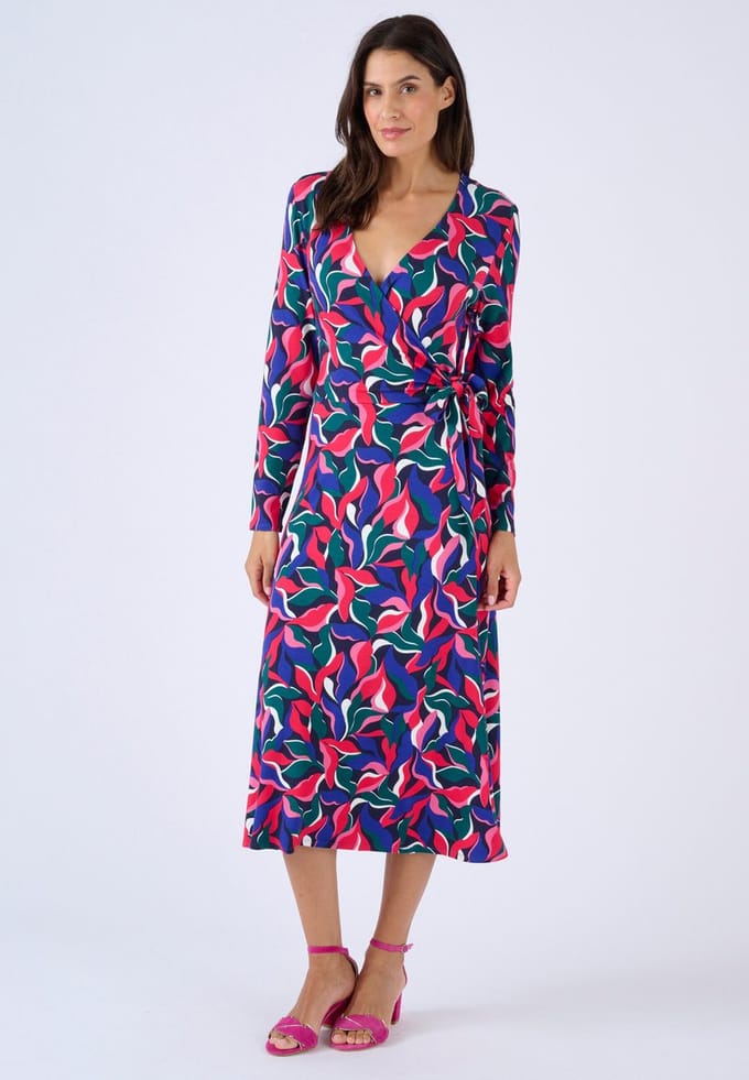 Damart - Jurk van tricot met wikkeleffect viscosevezels Lenzing(TM) EcoVero(TM) - Dames - Blauw - M