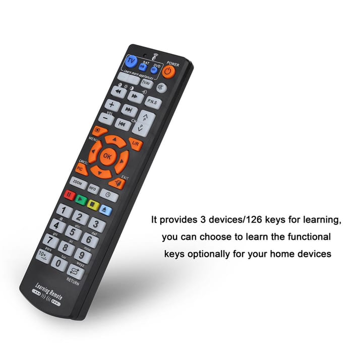 Universele Slimme Afstandsbediening Controller Met Leerfunctie Voor TV CBL DVD SAT black