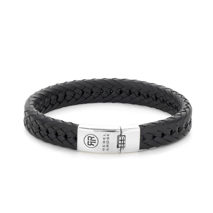 Rebel & Rose Absolutely Leather Twisted Flat Black RR-L0090-S-19.5 cm