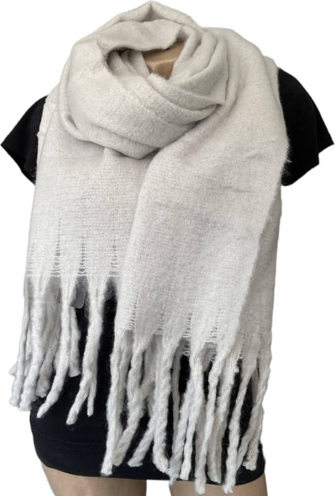 Warme Sjaal - Dikke Kwaliteit - Lichtgrijs - 200 x 54cm (8851BC22)