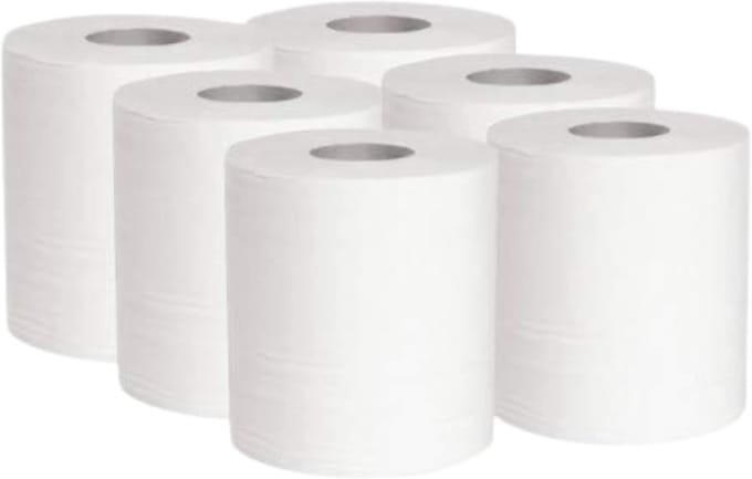 6 Rollen Handdoekpapier Glad - 2-Laags Absorberend - Centrale en Zijdelingse Afvoer
