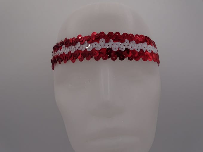 Hoofdbandje paillet rood wit