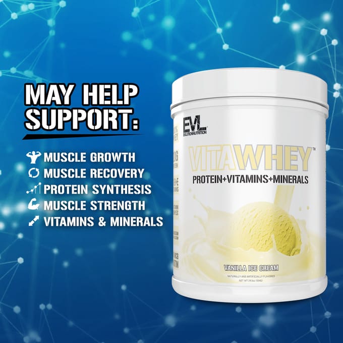 EVLution Nutrition, VitaWhey™, Vanille-ijs, 19,5 oz (554 g)