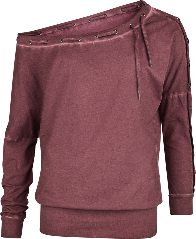 R.E.D. Rock-Engineered Design bordeaux gemêleerd shirt met lange mouwen en veter - Dames - M