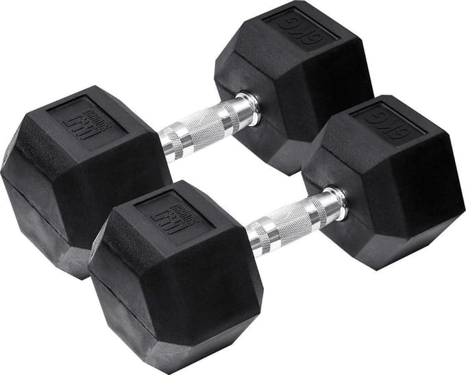 Orange Gym, Hex Dumbbell – 6KG – Set van 2 - hexagon dumbbells - neoprene dumbbell -