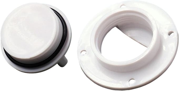 Boot Afvoerplug - Afvoerstop Dek - Waterdicht Maken - Roestvrij Staal - 9x6x5 cm - Wit