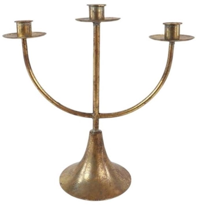 Kandelaar 3-armig metaal goud 30x13x30cm