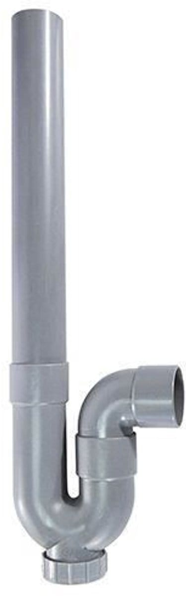Afvoersifon - ROUSEAU - Horizontale uitloop - Ø40 mm - Grijs PVC - 47,5 mm schroefdraad