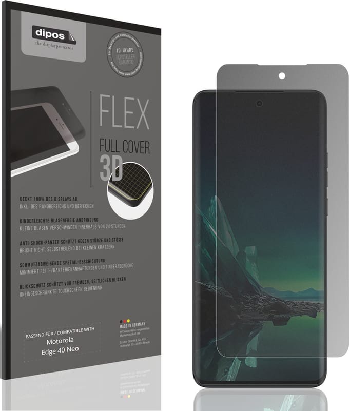 dipos FLEX – Matte Privacy Screenprotector geschikt voor Motorola Edge 40 Neo | Volledige Schermbescherming | Case-Friendly