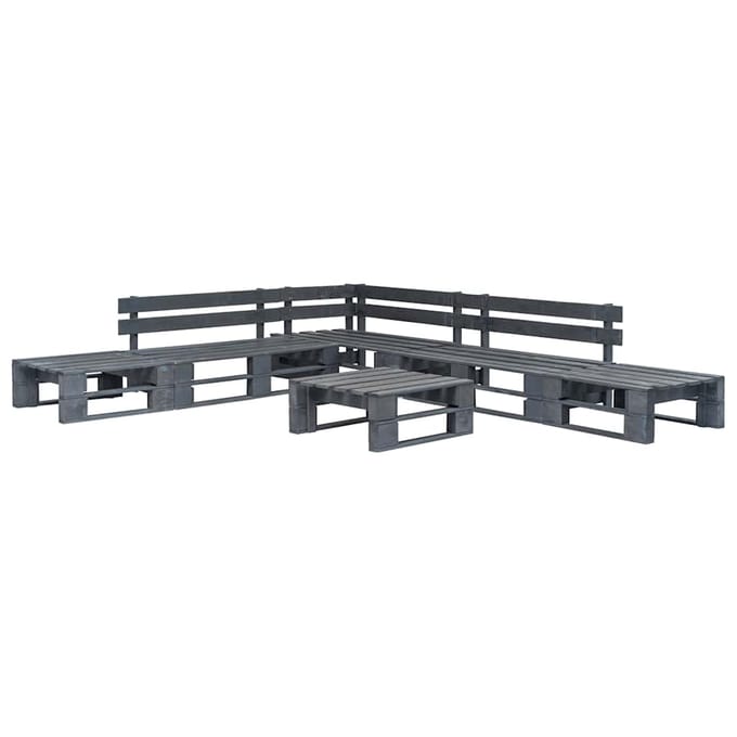 vidaXL - 6-delige - Loungeset - pallet - hout - grijs