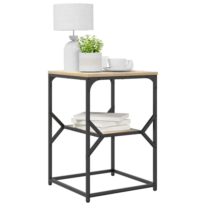 vidaXL - Bijzettafel - Sonoma - Eik - 41 - x - 40 - x - 60 - cm - Engineered - hout - en - staal