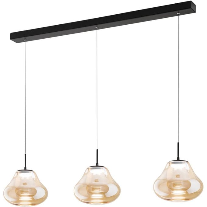 Fabas Luce LED hanglamp Deva, 3-lamps, 115 cm, amber, CCT, dimbaar