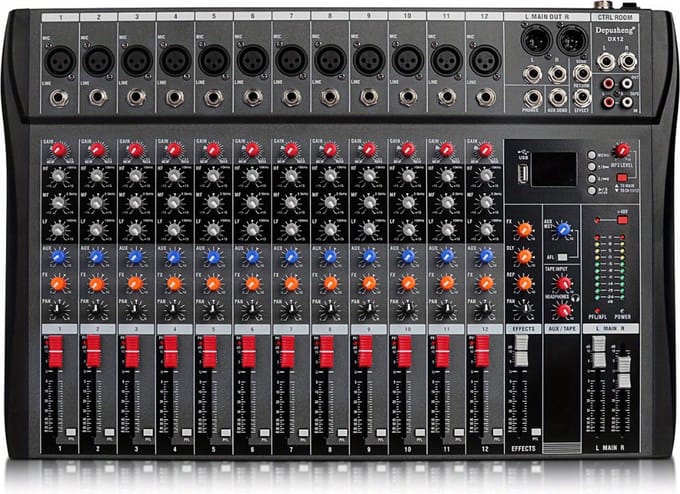Nivard Audio Mixer - Mengpaneel - DJ - Mixer - Gaming - 12 Kanaals