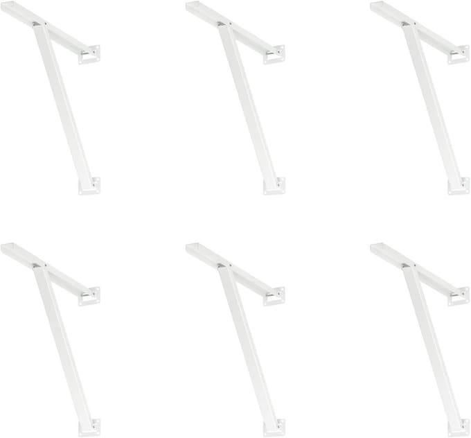 6 x siwitec kantelbeugel in wit, plank voor schuine plafonds, draagvermogen 200 kg, plankbeugel