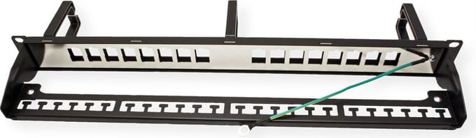 ROLINE 19" keystone patchpaneel, 16P, afgeschermd, zwart
