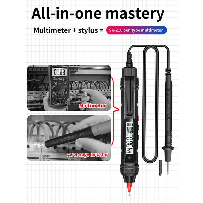 2in1 Elektrische testpen Digitale multimeter Professionele spanningsstroomweerstandsmeting Test standard configuration