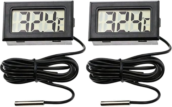 Digitale Thermometer - Mini Sensor - Temperatuur Meten - Buitensensor Inbegrepen - 2 Stuks - Zwart