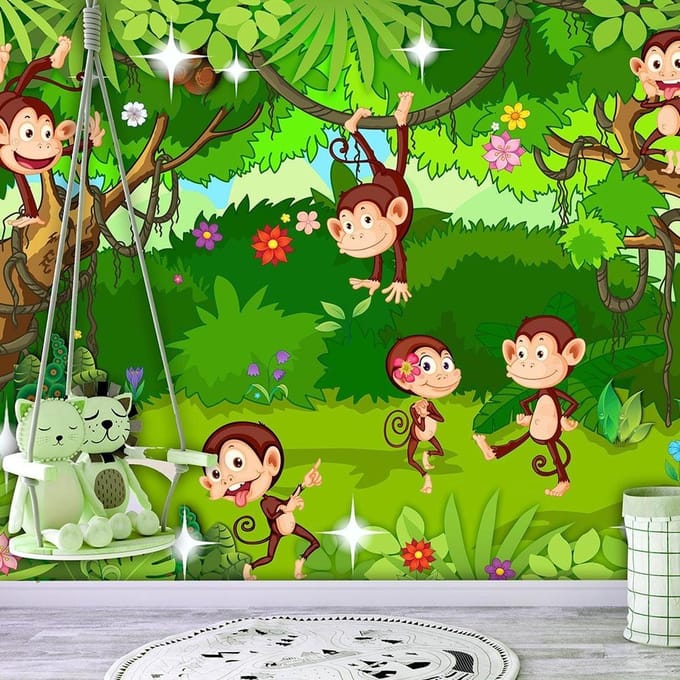 Fotobehang – Behangpapier - Fotobehang - Monkey Tricks 150x105 - Artgeist