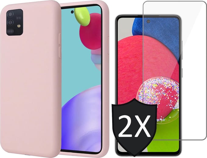 Hoesje geschikt voor Samsung Galaxy A52s - Fluweelzachte Backcover met 2x Screenprotector - Roze
