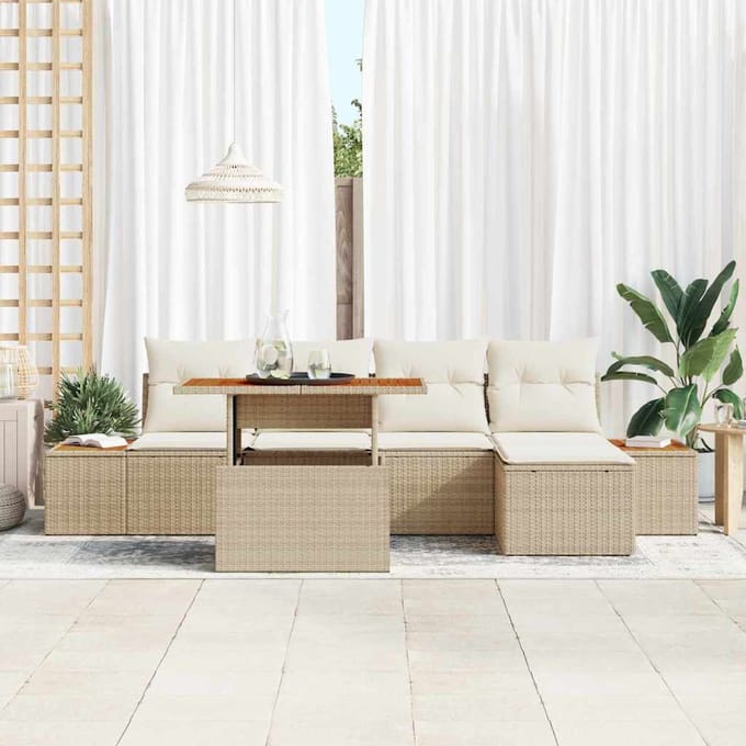 vidaXL - Tuinbank - Set - 6 - st - Beige - en - Crème