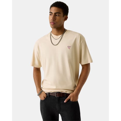 Guess Jeans Mini Triangle T-shirt Met Korte Mouwen Beige 2XL Man
