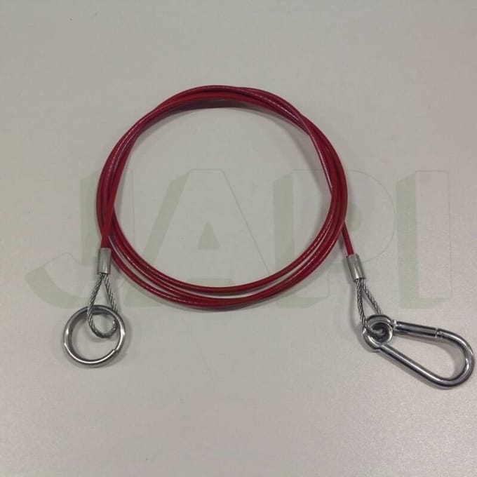 Breekkabel 1800mm karabijn haak en ring 30 rood