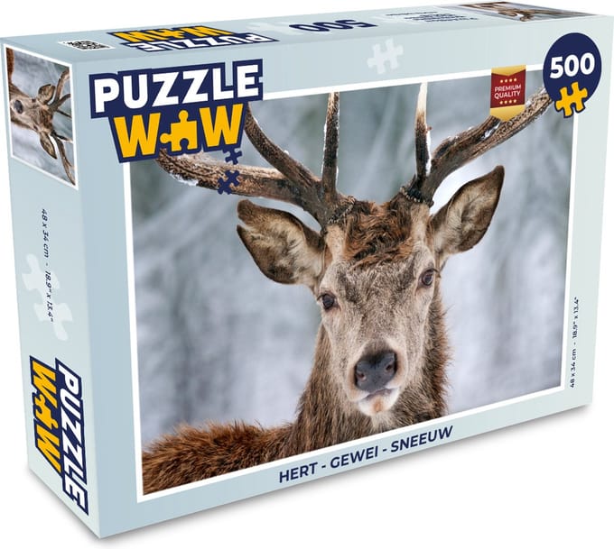 Puzzel Hert - Gewei - Sneeuw - Legpuzzel - Puzzel 500 stukjes
