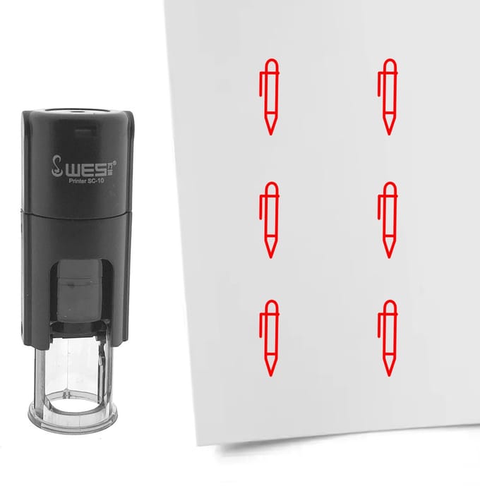 CombiCraft Stempel pen 10mm rond rode inkt - per 1 stuk