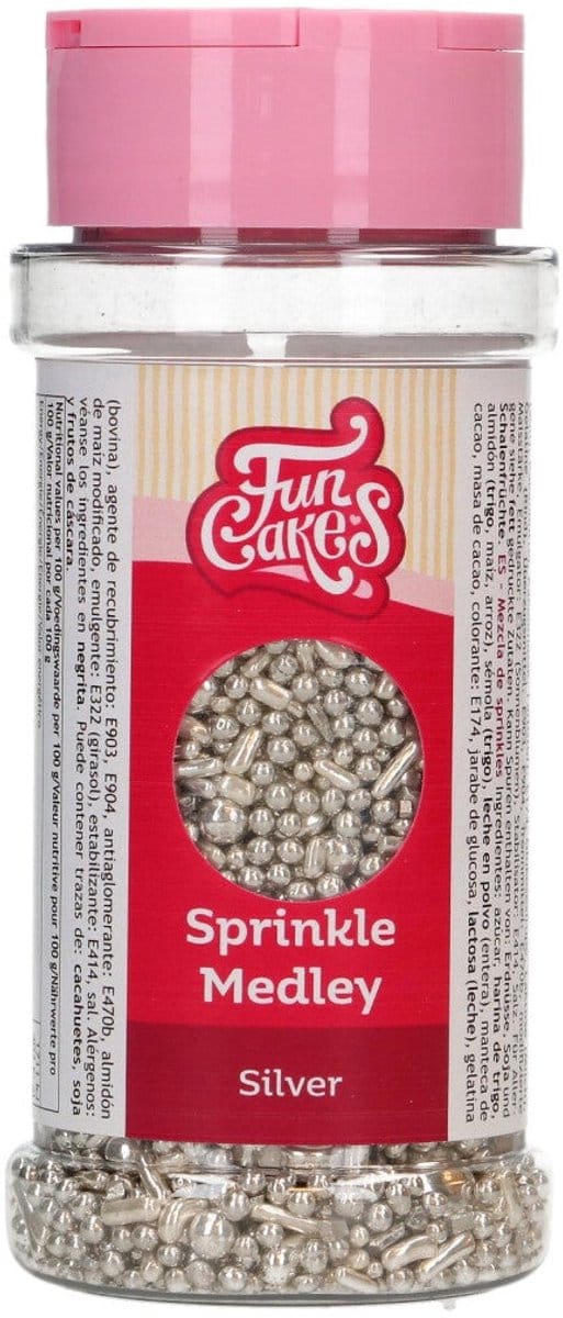 FunCakes Sprinkle Medley - Zilver - 65g - Eetbare Taartdecoratie