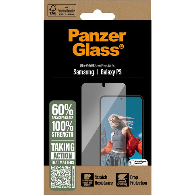 PanzerGlass Screenprotector geschikt voor Samsung Galaxy S25 Edge Glazen | PanzerGlass Ultra-Wide Fit Screenprotector - Case Friendly