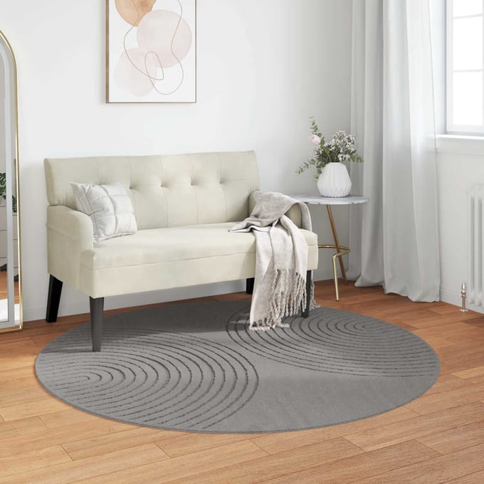 vidaXL - Binnen - kleed - GALATI - Grijs - Ø - 200 - CM - Polyester