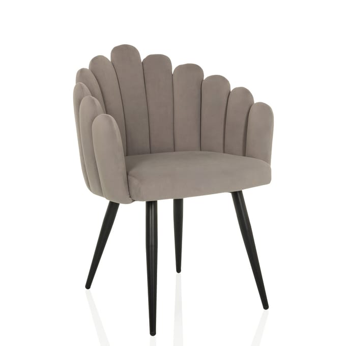 Schaalstoel / gestoffeerde stoel SCALLORE Schelpvorm Stof grijs hjh LIVING