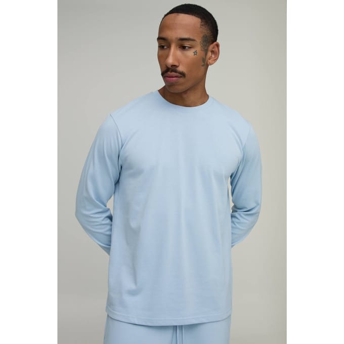 Regular Fit Premium 280gsm Long Sleeve T-Shirt | Light Blue | Size Medium