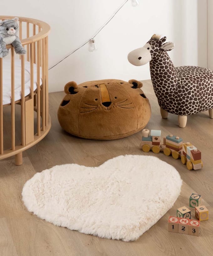 Kindervloerkleed hart - Fluffy crème 70x80