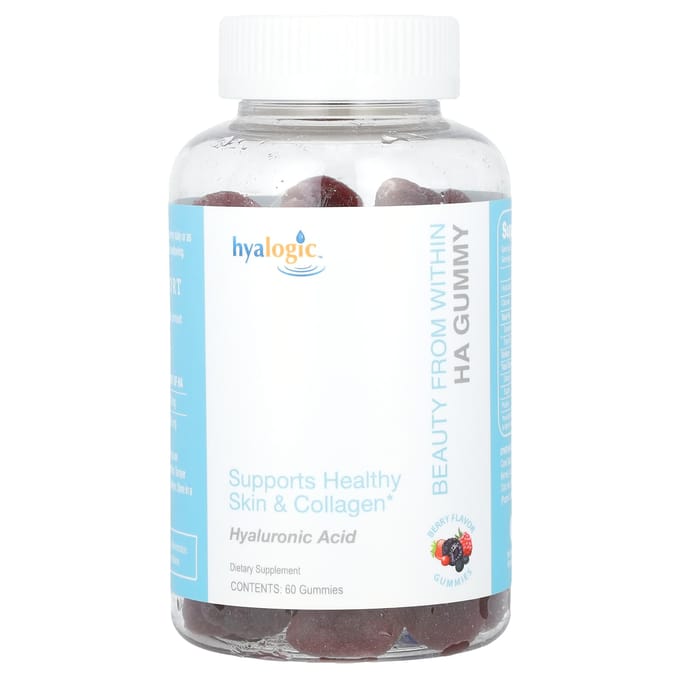 Hyalogic, beauté intérieure, gummies HA, baies, 60 gummies