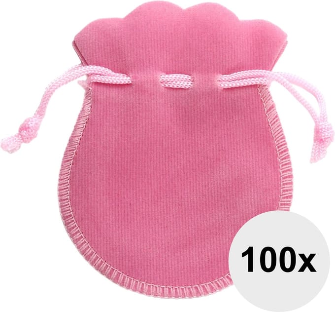 Fako Bijoux® - Fluweel Cadeau Zakjes Mini - Velours - 6.5x7.5cm - Roze - 100 Stuks