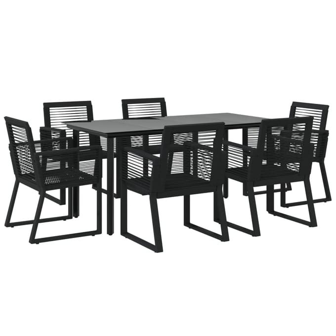 vidaXL - 7-delige - Tuinset - PVC-rattan - zwart