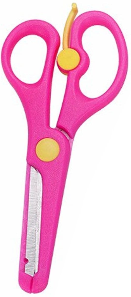 Fako Bijoux - Kinderschaar - Easy Open - Stainless Steel - Plastic Punt - 13.5cm - Roze